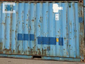 blue shipping container with rust, shipping container sample photos, wind and water tight shipping container, wwt container, shipping container for sale, used shipping container for sale, sea container for sale, sea can for sale, buy shipping container, used intermodal shipping container, Northern Container Sales