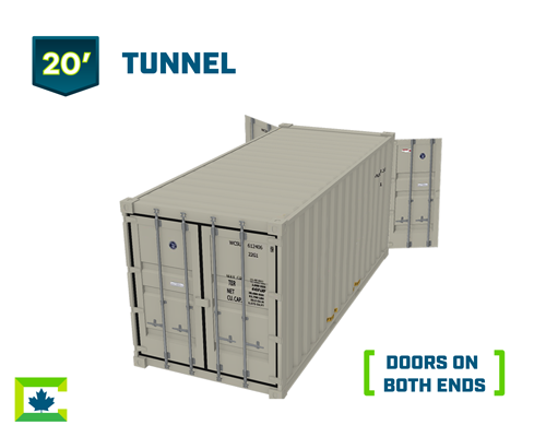 20 ft tunnel container rental, 20ft container for rent, rent 20 ft container, 20 ft sea can rental, shipping container for rent, shipping container doors on both ends, tunnel shipping container, rent storage container doors on both ends, Northern Container Sales