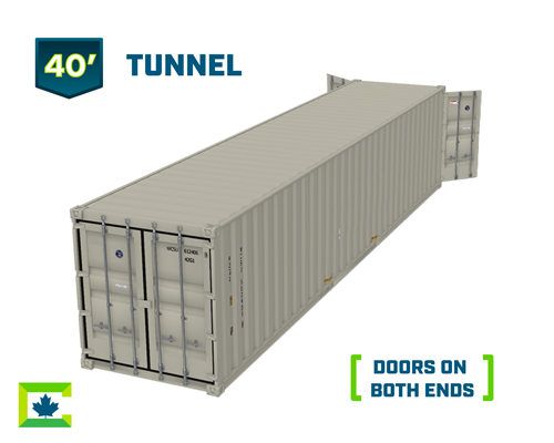 40 ft tunnel container rental, 40ft container for rent, rent 40 ft container, 40 ft sea can rental, shipping container for rent, shipping container doors on both ends, tunnel shipping container, rent storage container doors on both ends, Northern Container Sales